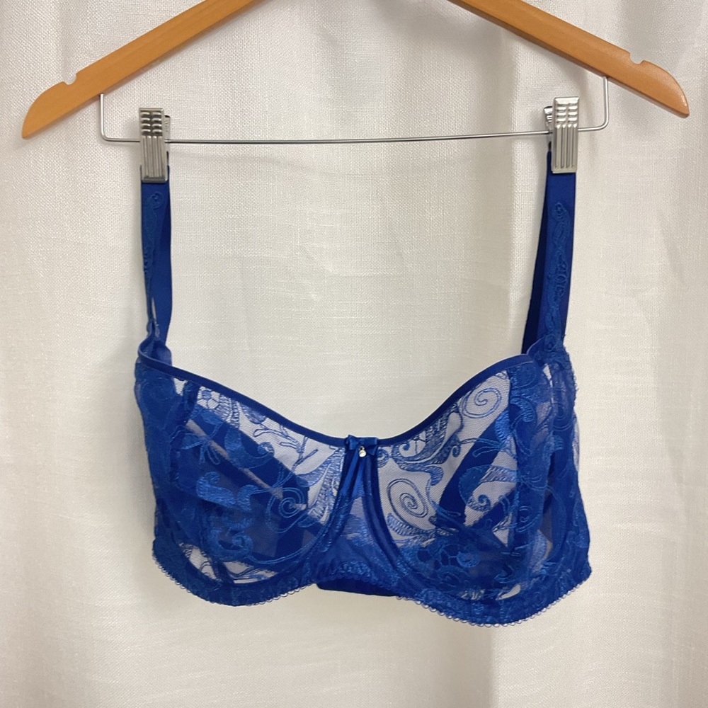 34H Blue Lace Intimates Bra Demi cup